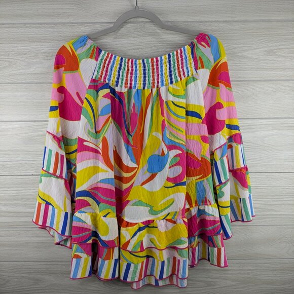 John Mark Off The Shoulder Colorful Vacation Top - Picture 5 of 8